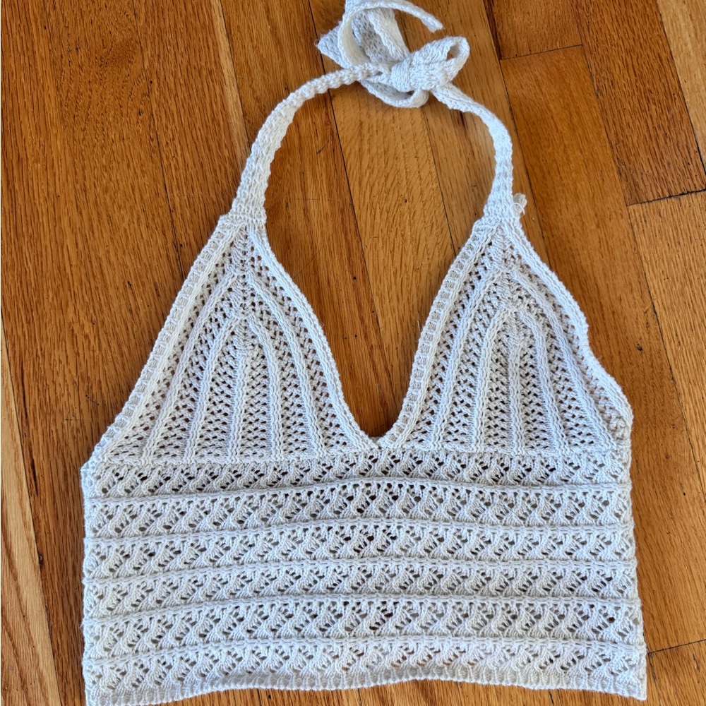 Handmade Crochet Halter Crop Top Women’s S - Picture 5 of 6
